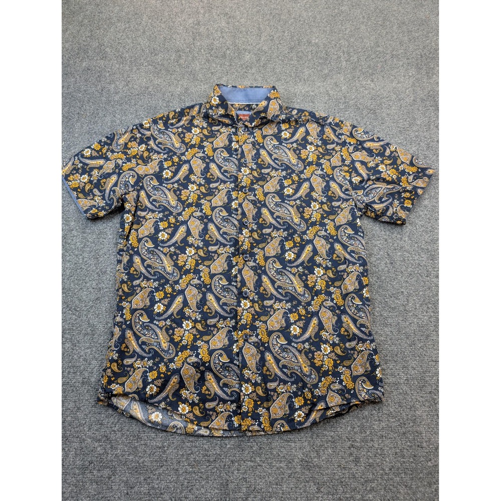 Consequence Shirt Mens‎ Medium Navy Paisley Floral Short Sleeve Button Up Casual